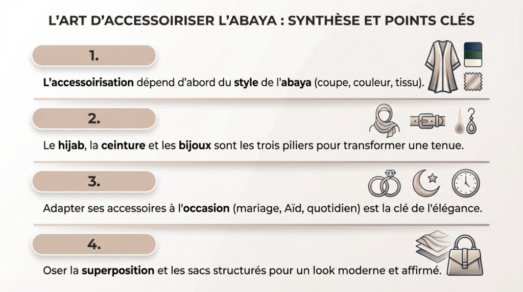 infographie comment accessoiriser abaya